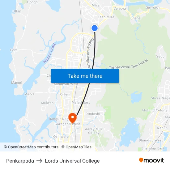 Penkarpada to Lords Universal College map