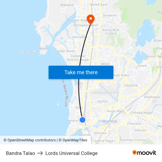 Bandra Talao to Lords Universal College map
