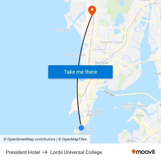 President Hotel to Lords Universal College map