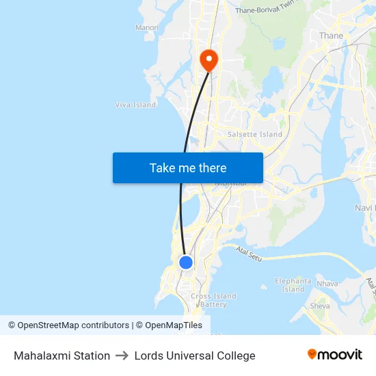 Mahalaxmi Station to Lords Universal College map