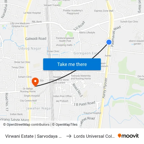 Virwani Estate | Sarvodaya Nagar to Lords Universal College map