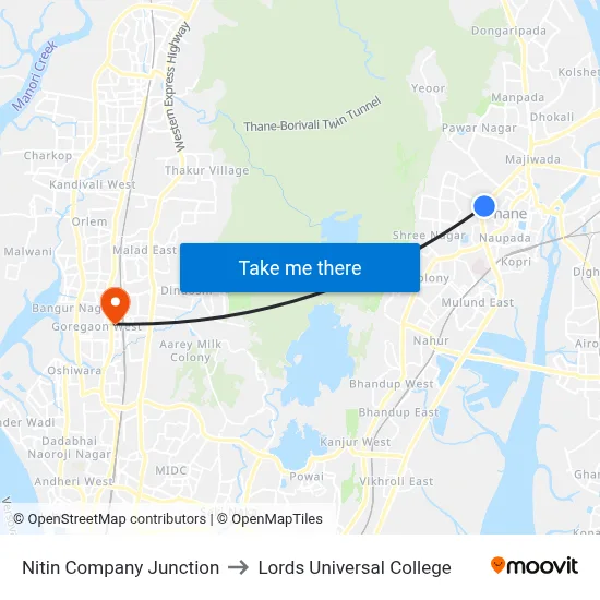 Nitin Company Junction to Lords Universal College map