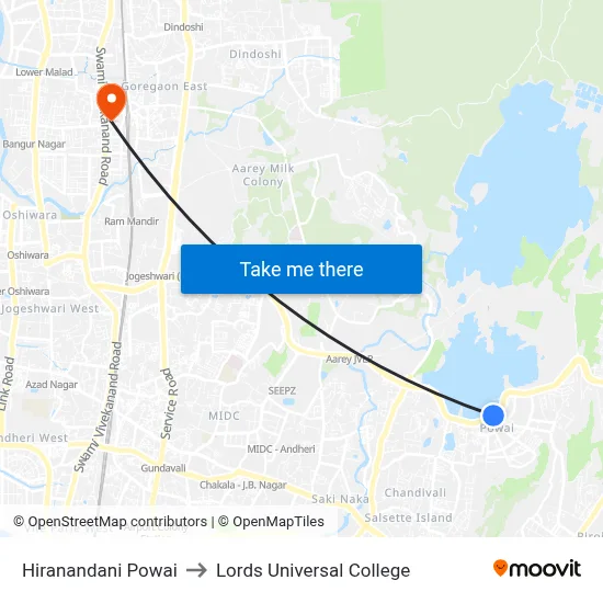 Hiranandani Powai to Lords Universal College map