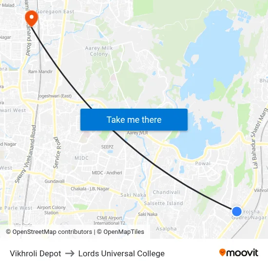 Vikhroli Depot to Lords Universal College map