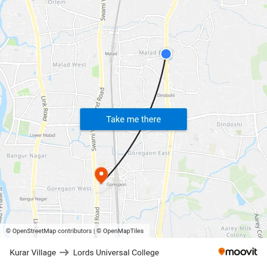 Kurar Village to Lords Universal College map