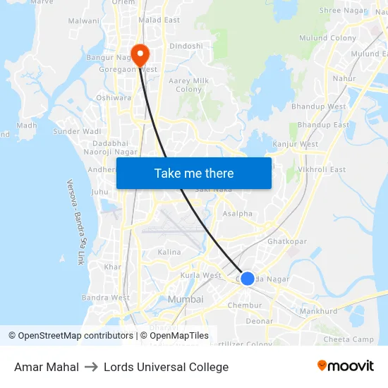 Amar Mahal to Lords Universal College map