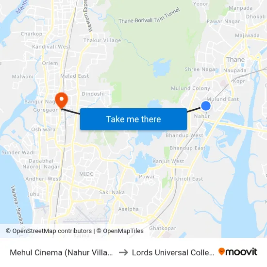 Mehul Cinema (Nahur Village) to Lords Universal College map