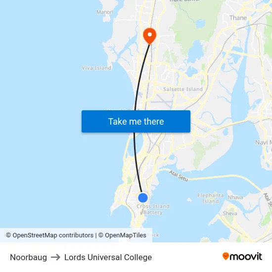 Noorbaug to Lords Universal College map