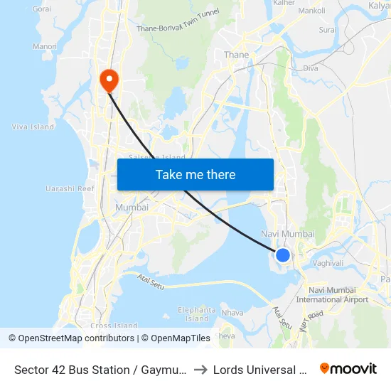 Sector 42 Bus Station / Gaymukh Chowk to Lords Universal College map