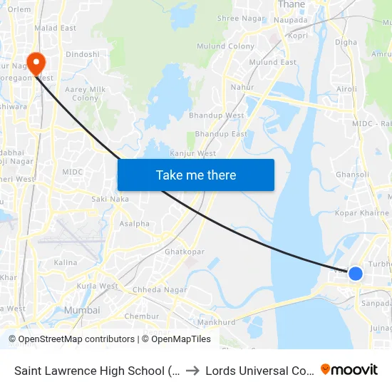 Saint Lawrence High School (Vashi) to Lords Universal College map