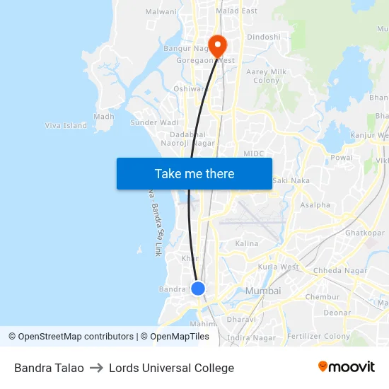 Bandra Talao to Lords Universal College map
