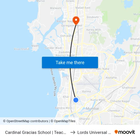 Cardinal Gracias School | Teacher's Colony to Lords Universal College map