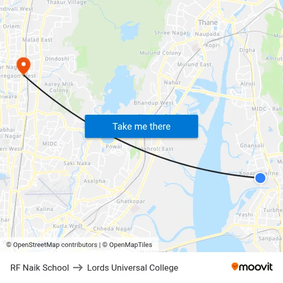 RF Naik School to Lords Universal College map