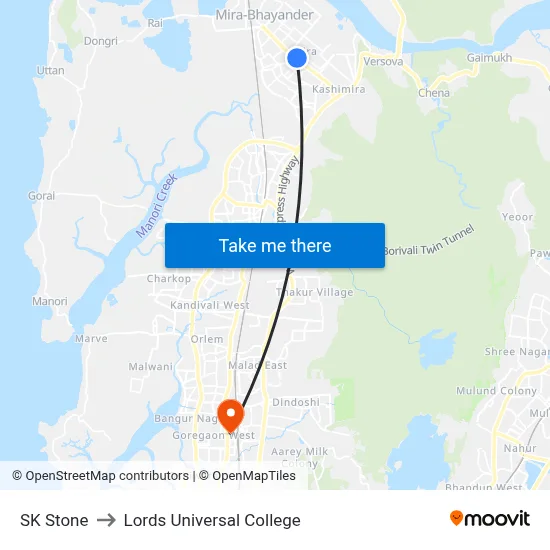 SK Stone to Lords Universal College map