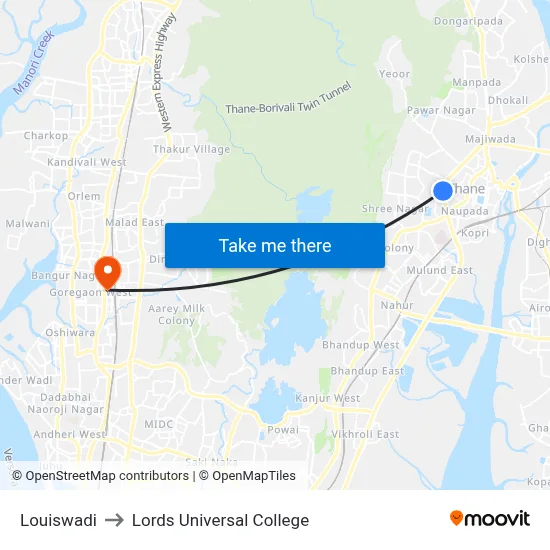 Louiswadi to Lords Universal College map