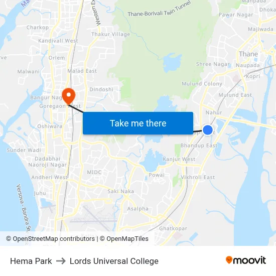 Hema Park to Lords Universal College map