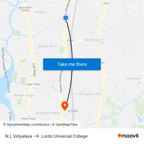 N.L.Vidyalaya to Lords Universal College map
