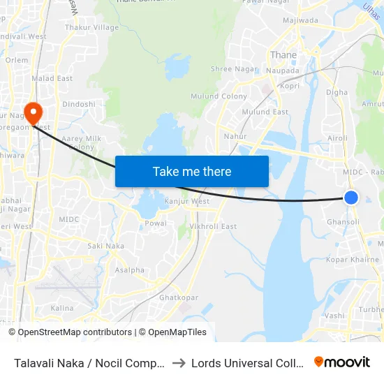 Talavali Naka / Nocil Company to Lords Universal College map