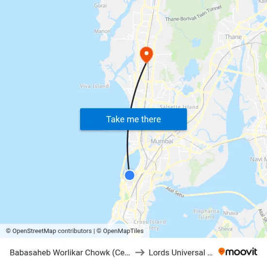 Babasaheb Worlikar Chowk (Century Bazar) to Lords Universal College map