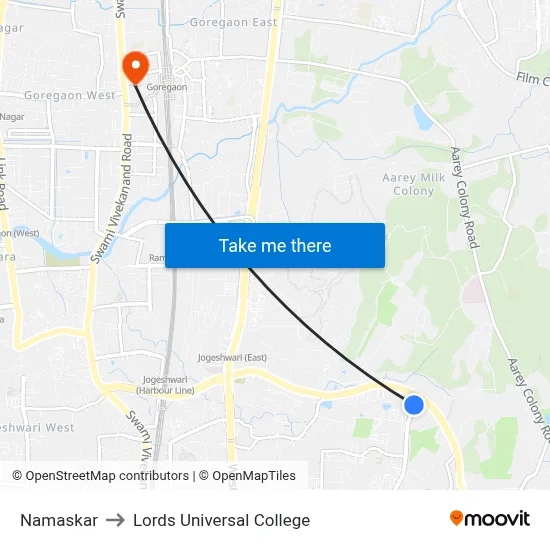 Namaskar to Lords Universal College map