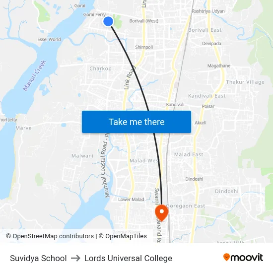 Suvidya School to Lords Universal College map