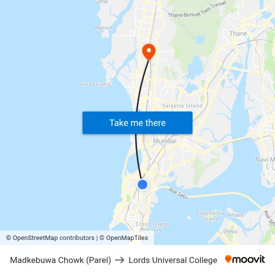 Madkebuwa Chowk (Parel) to Lords Universal College map