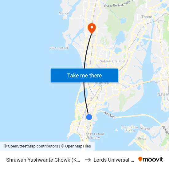 Shrawan Yashwante Chowk (Kala Chowky) to Lords Universal College map