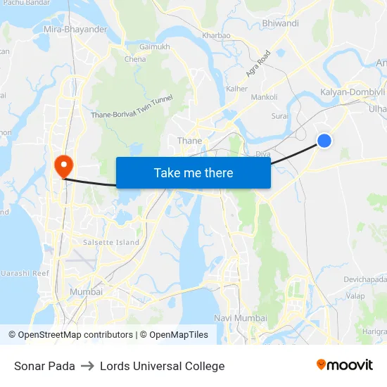 Sonar Pada to Lords Universal College map