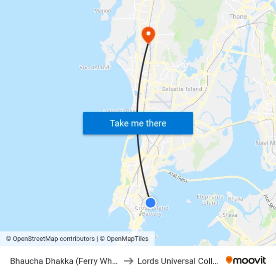 Bhaucha Dhakka (Ferry Wharf) to Lords Universal College map