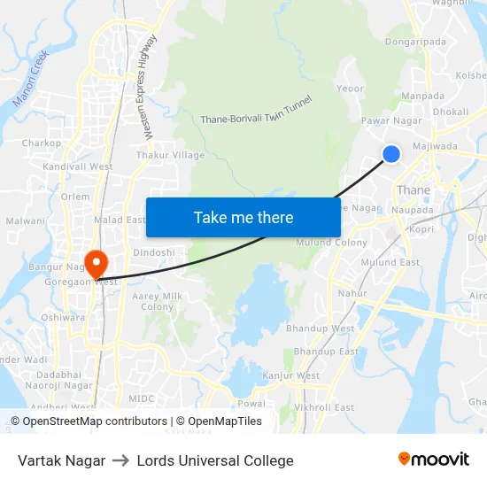 Vartak Nagar to Lords Universal College map