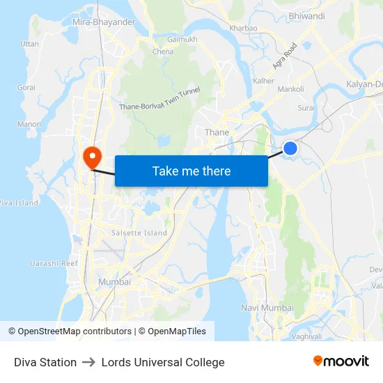 Diva Station to Lords Universal College map