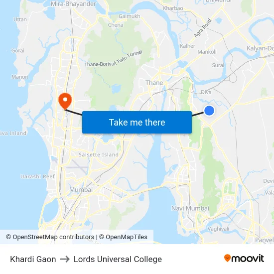 Khardi Gaon to Lords Universal College map