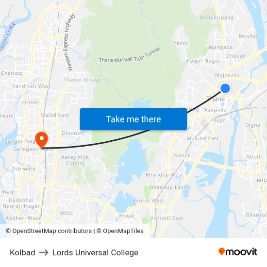 Kolbad to Lords Universal College map