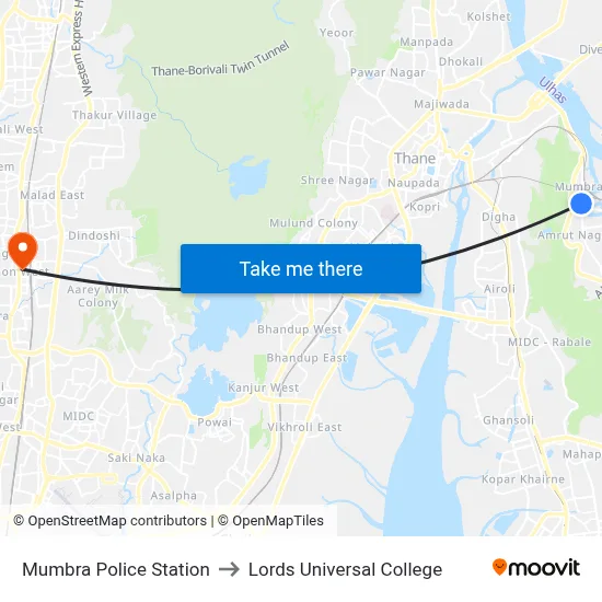 Mumbra Police Station to Lords Universal College map