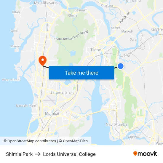 Shimla Park to Lords Universal College map