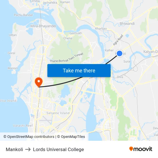 Mankoli to Lords Universal College map