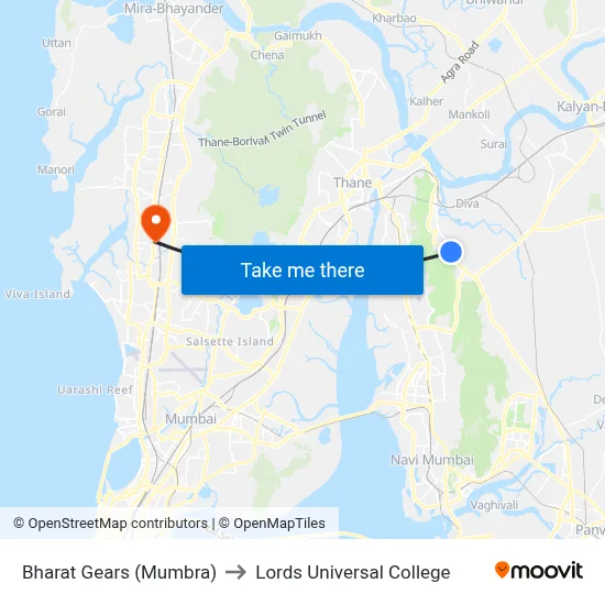 Bharat Gears (Mumbra) to Lords Universal College map