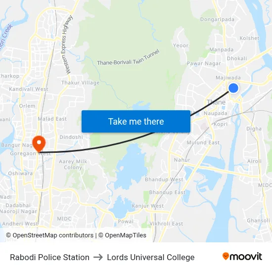 Rabodi Police Station to Lords Universal College map