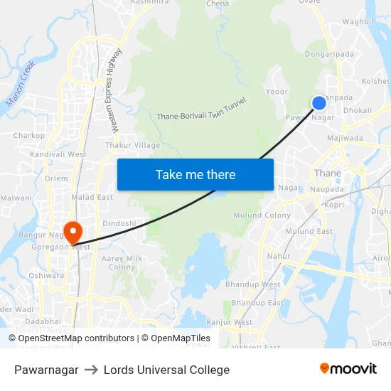 Pawarnagar to Lords Universal College map