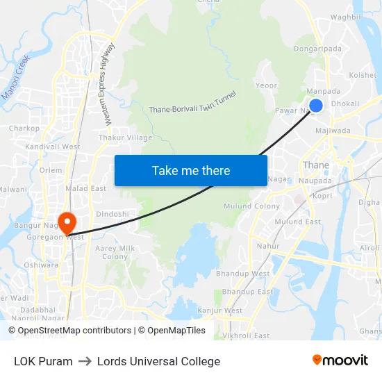 LOK Puram to Lords Universal College map