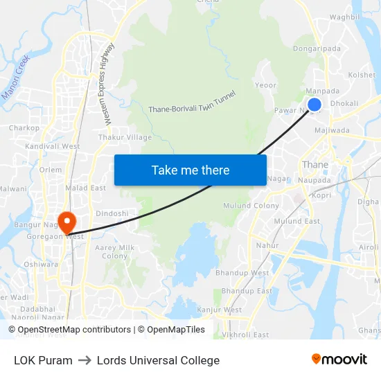 LOK Puram to Lords Universal College map
