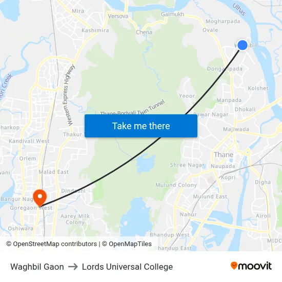 Waghbil Gaon to Lords Universal College map