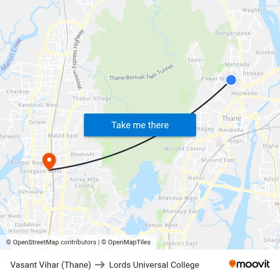 Vasant Vihar (Thane) to Lords Universal College map