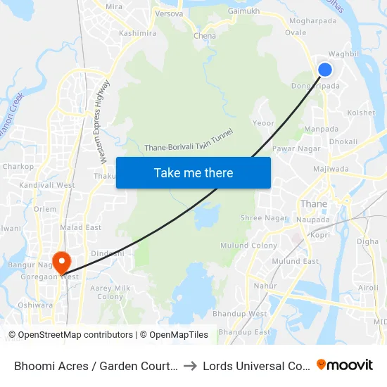 Bhoomi Acres / Garden Court Circle to Lords Universal College map