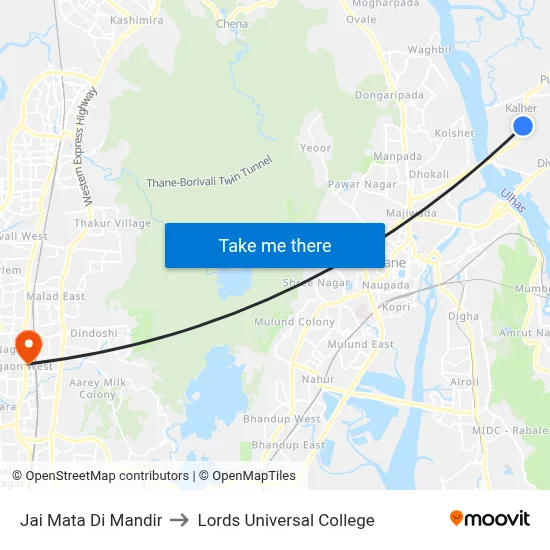 Jai Mata Di Mandir to Lords Universal College map