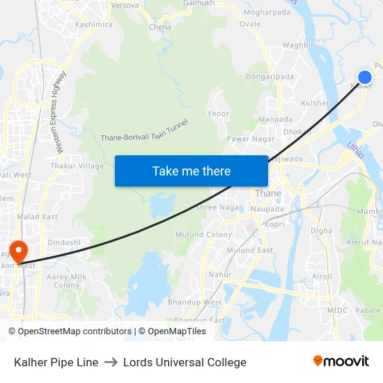 Kalher Pipe Line to Lords Universal College map