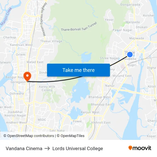 Vandana Cinema to Lords Universal College map