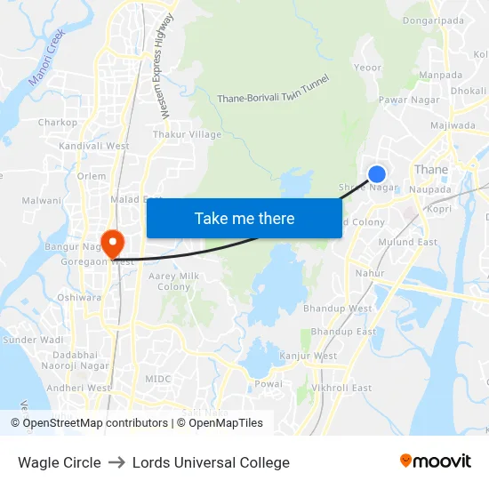 Wagle Circle to Lords Universal College map