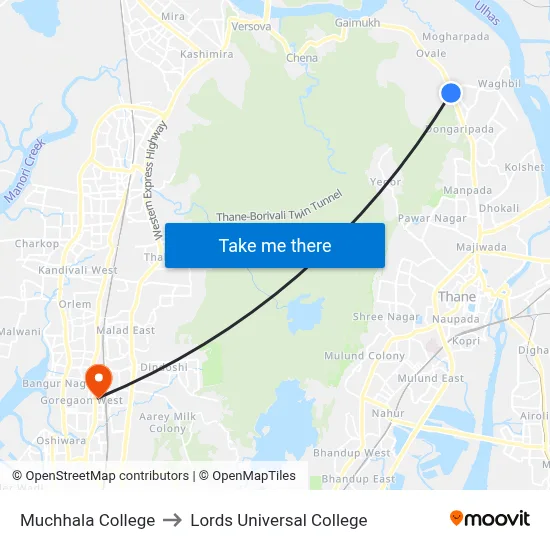 Muchhala College to Lords Universal College map