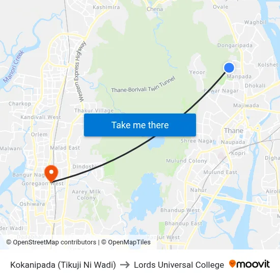 Kokanipada (Tikuji Ni Wadi) to Lords Universal College map